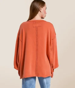 Tops | Free People Venice Oversized Pullover Rose Sienna Combo
