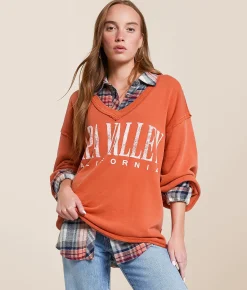 Tops | Free People Venice Oversized Pullover Rose Sienna Combo