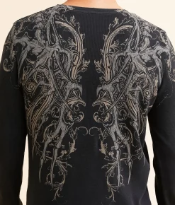 Graphic T-Shirts | Affliction Vertebrate Thermal Black Lava Wash