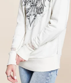 Tops | Affliction Vertibrate Pullover Vintage White Reactive