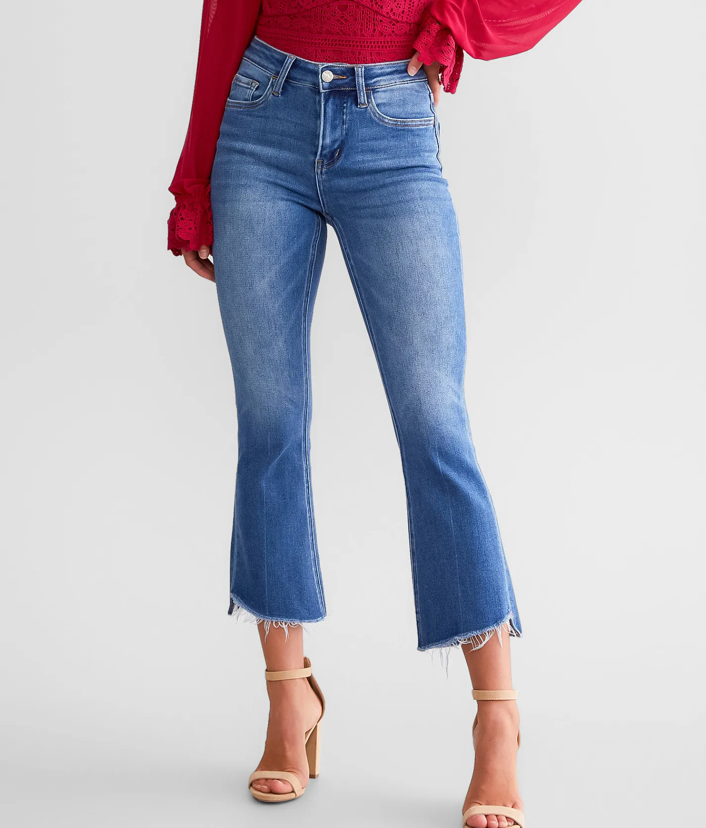 Jeans|Bottoms | VERVET by Flying Monkey VERVET High Rise Cropped Flare Stretch Jean Encouraginigly