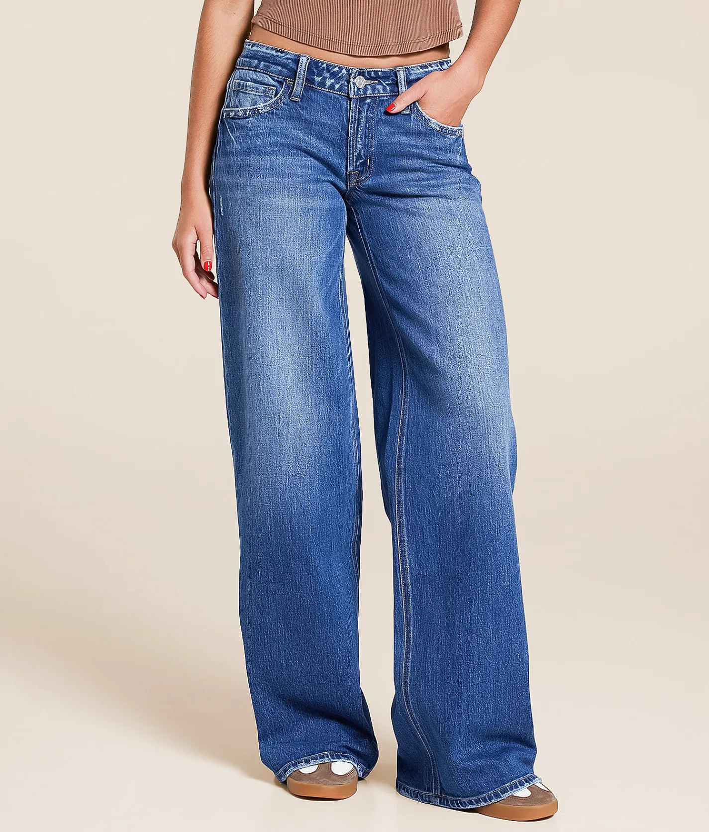 Jeans|Bottoms | VERVET by Flying Monkey V-Front Wide Leg Stretch Jean Persistent