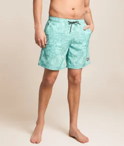 Bottoms|Swimwear | Sullen Vice City Stretch Swim Trunks Aruba Blue