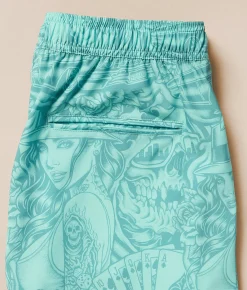 Bottoms|Swimwear | Sullen Vice City Stretch Swim Trunks Aruba Blue
