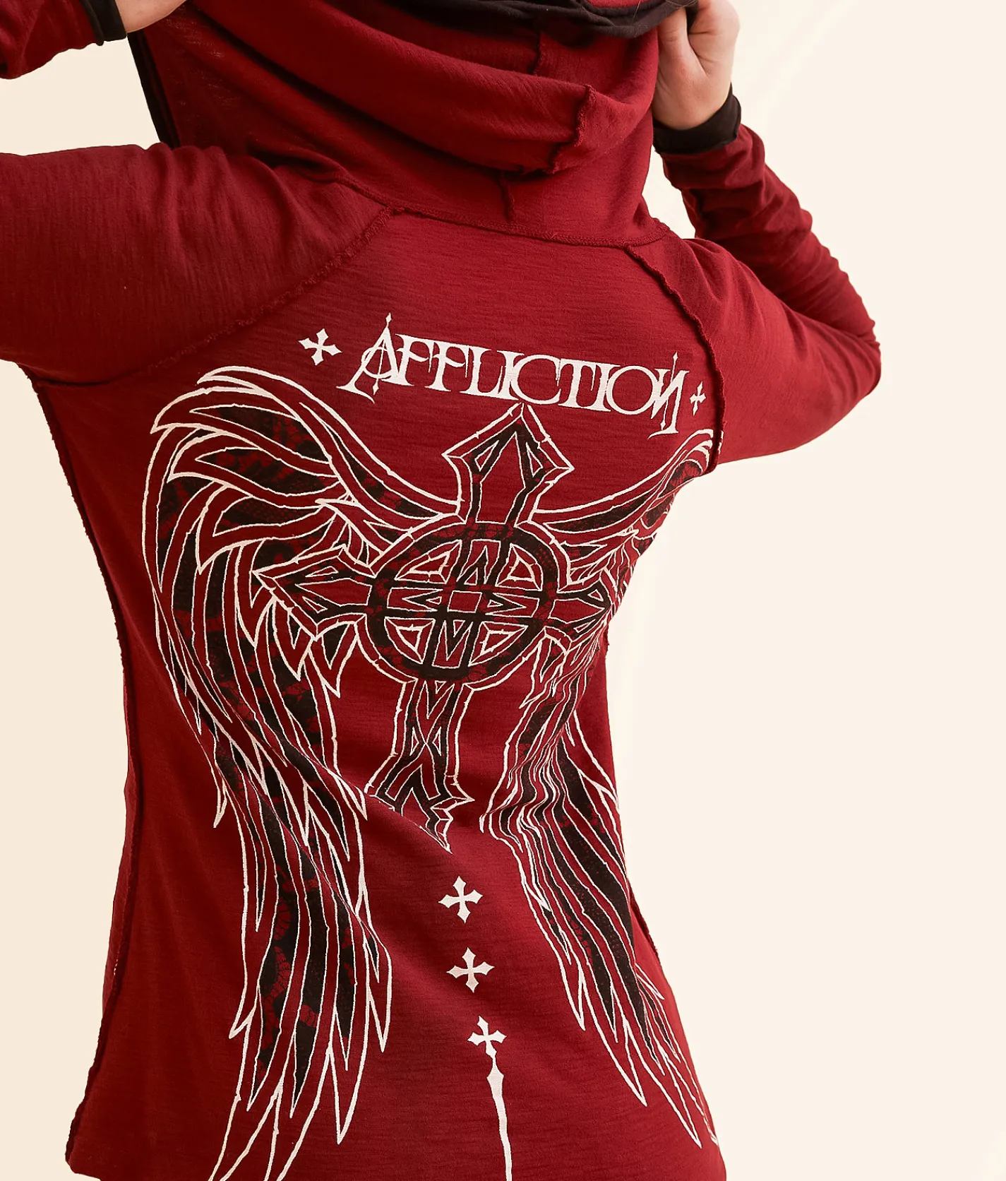 Affliction Victorian Hooded Shirt Indigo Mood Tea Stain Sale