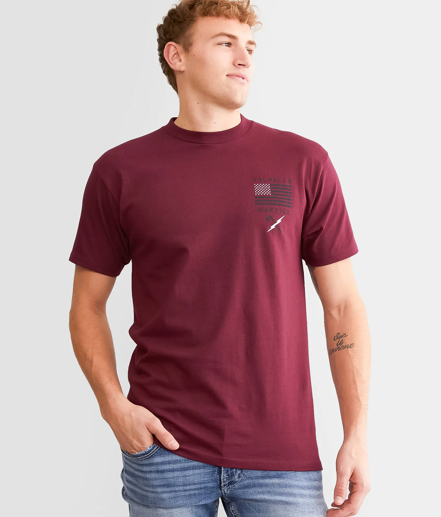 Howitzer Viking Crow T-Shirt Burgundy Clearance