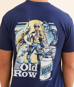 Old Row Vintage Fishing T-Shirt Navy Clearance