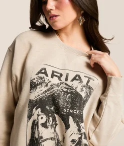 Ariat Vintage Horse Heathered Pullover Oatmeal Heather Outlet
