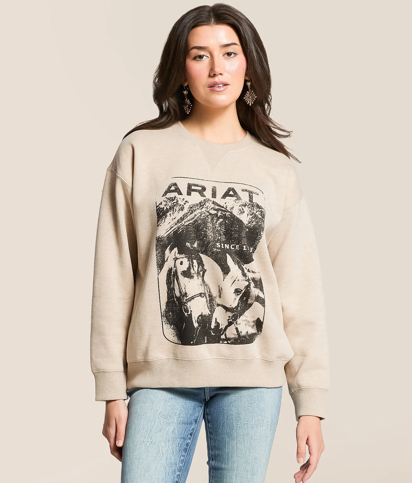 Ariat Vintage Horse Heathered Pullover Oatmeal Heather Outlet