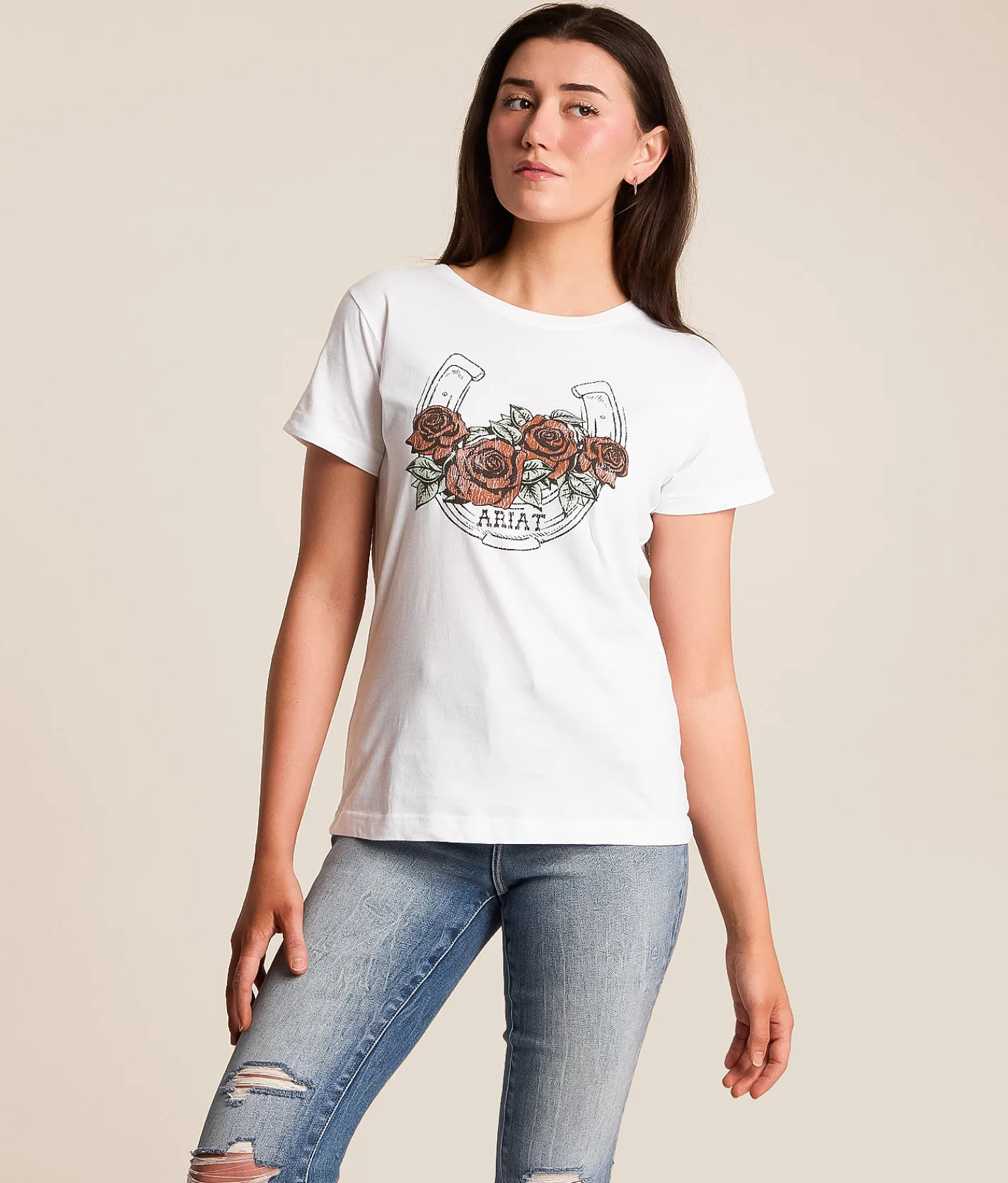 Tops | Ariat Vintage Roses T-Shirt Natural
