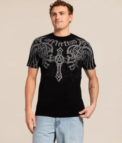 Tops|Graphic T-Shirts | Affliction Vintage T-Shirt Black Lava Wash