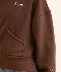 Tops|Activewear | Champion® Vintage Wash Reverse Hooded Sweatshirt Warm Chocolate Brown