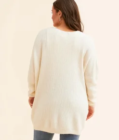 Hyfve V-Neck Oversized Sweater Warm Cream Outlet
