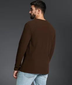 Tops | Outpost Makers Waffle Henley Black Brown