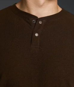 Tops | Outpost Makers Waffle Henley Black Brown