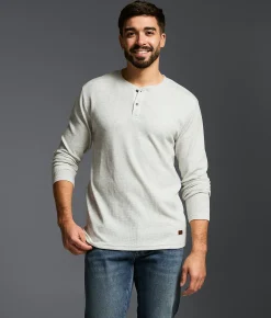 Tops | Outpost Makers Waffle Knit Henley Oatmeal