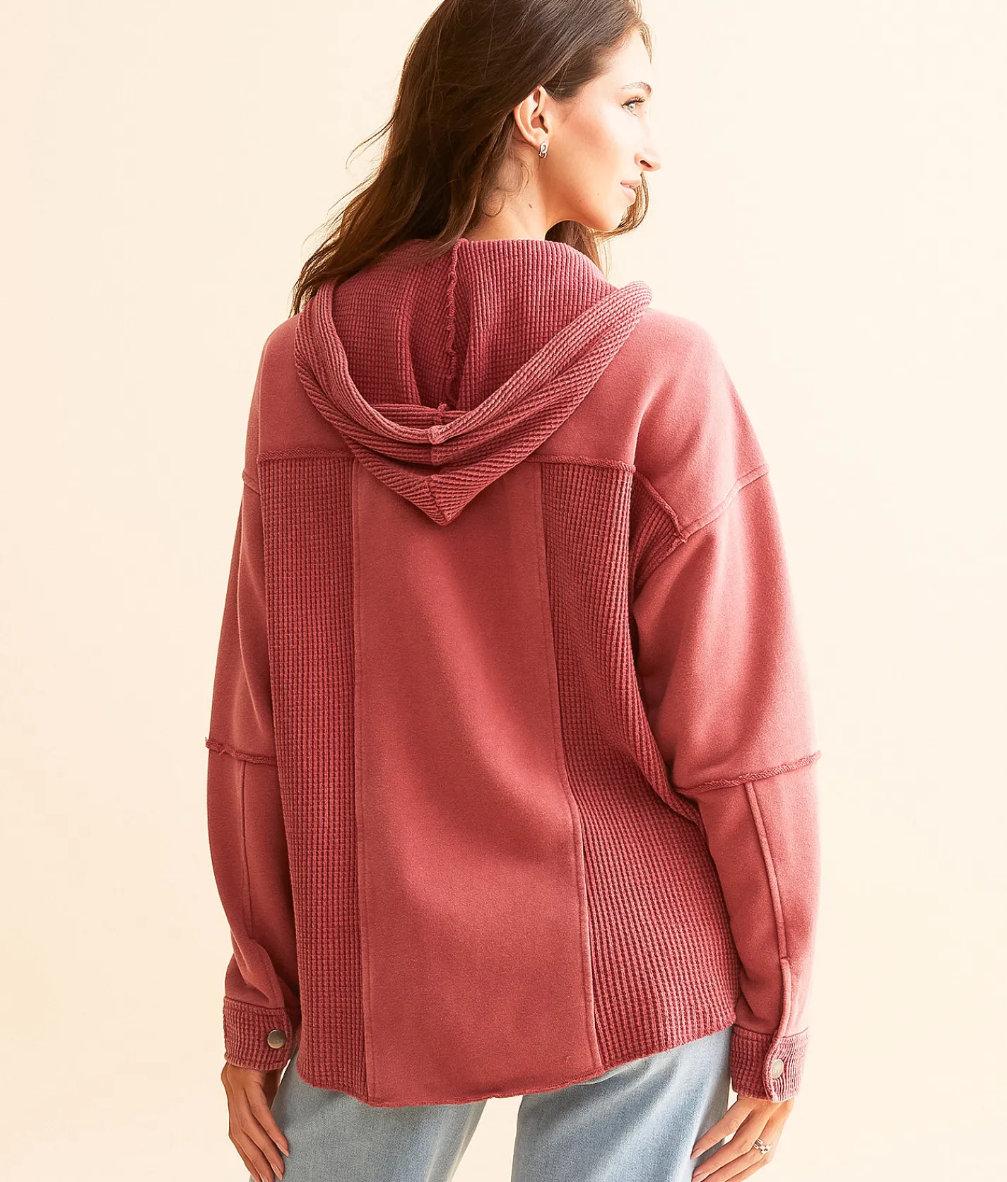 Coats & Jackets | BKE Waffle Knit Hooded Jacket Earth Red