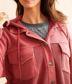 Coats & Jackets | BKE Waffle Knit Hooded Jacket Earth Red