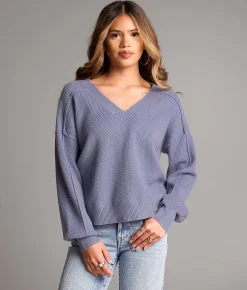 BKE Waffle Knit Sweater Tempest Discount