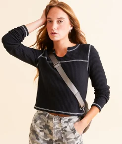 Tops | FITZ + EDDI Waffle Knit Top Black