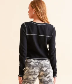 Tops | FITZ + EDDI Waffle Knit Top Black
