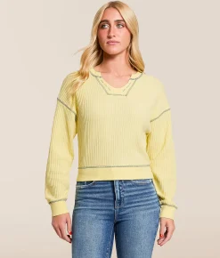 FITZ + EDDI Waffle Knit Top Pale Banana Clearance