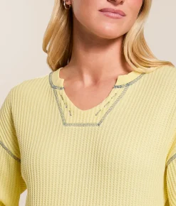 FITZ + EDDI Waffle Knit Top Pale Banana Clearance