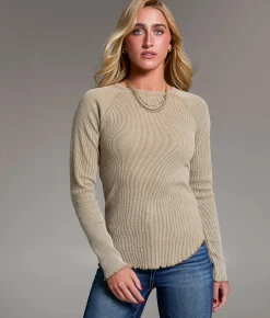Tops | BKE Waffle Knit Top Greige