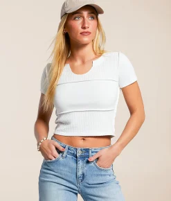 Tops | FITZ + EDDI Waffle Knit T-Shirt White
