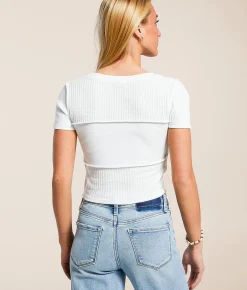 Tops | FITZ + EDDI Waffle Knit T-Shirt White