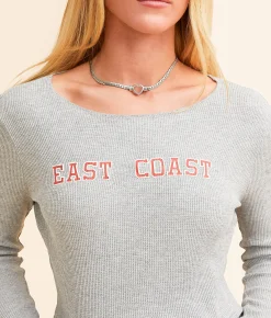 FITZ + EDDI Waffle Top Heather Grey Online