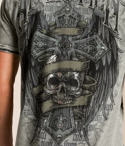 Affliction Wage Chaos Reversible T-Shirt Chinchilla Black Lava Tin Hot