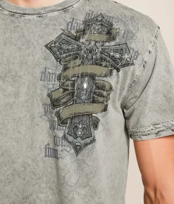 Affliction Wage Chaos Reversible T-Shirt Chinchilla Black Lava Tin Hot