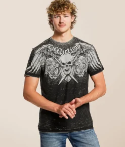 Affliction Wage Chaos Reversible T-Shirt Chinchilla Black Lava Tin Hot