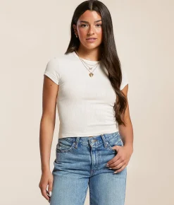 Free People Wait A Minute Cropped Baby T-Shirt Anthracite Hot