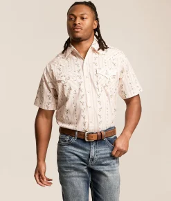 Ely Cattleman Wallpaper Floral Shirt Ecru Discount