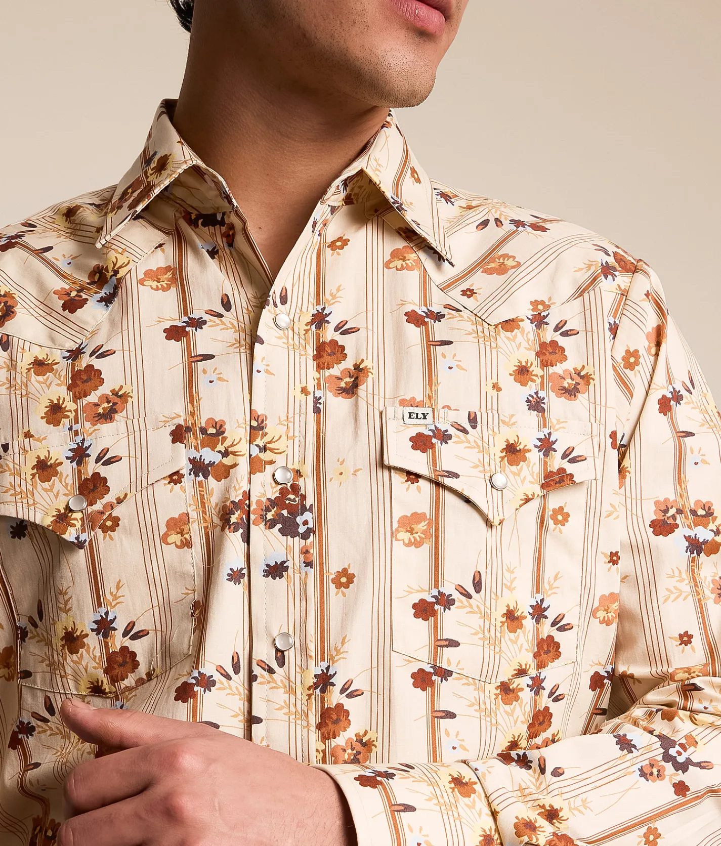 Tops | Ely Cattleman Wallpaper Floral Shirt Ecru