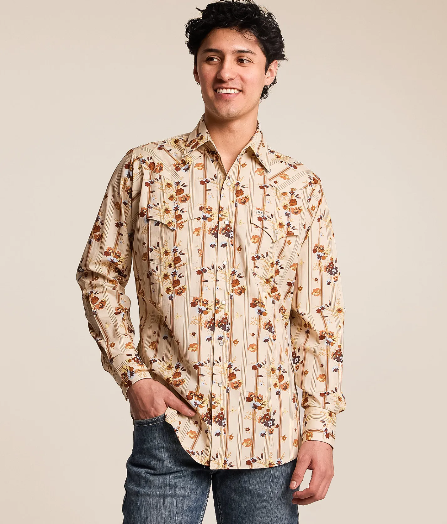 Tops | Ely Cattleman Wallpaper Floral Shirt Ecru