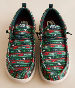HEYDUDE™ Wally Fishmas Sweater Shoe Pine Green Multi Best