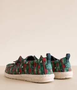 HEYDUDE™ Wally Fishmas Sweater Shoe Pine Green Multi Best
