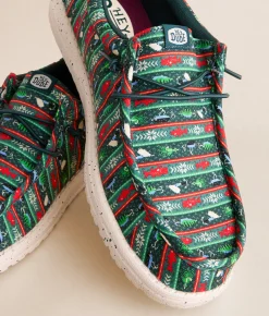 HEYDUDE™ Wally Fishmas Sweater Shoe Pine Green Multi Best