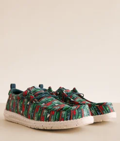 HEYDUDE™ Wally Fishmas Sweater Shoe Pine Green Multi Best