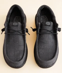 HEYDUDE™ Wally Funk Surfer Shoe Grey Black Discount