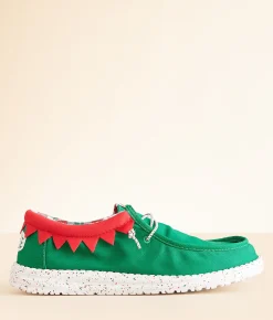 HEYDUDE™ Wally Holiday Elf Shoe Green Red