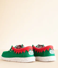 HEYDUDE™ Wally Holiday Elf Shoe Green Red