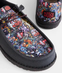 Shoes | HEYDUDE™ Wally Walls Art Shoe Black Red