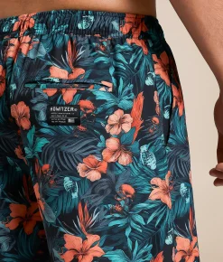 Bottoms|Swimwear | Howitzer War Flowers Stretch Swim Trunks Black