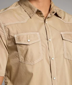 BKE Vintage Washed Athletic Stretch Shirt Tan Online