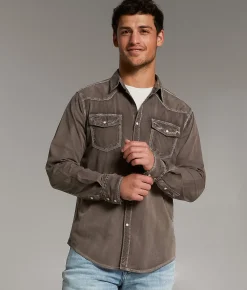 Tops | BKE Vintage Washed Athletic Stretch Shirt Turkish Coffee