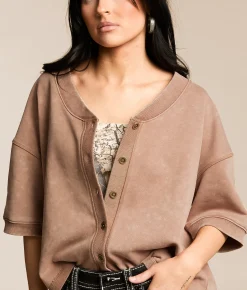 Tops | Gilded Intent Washed Boxy Top Chocolate Malt